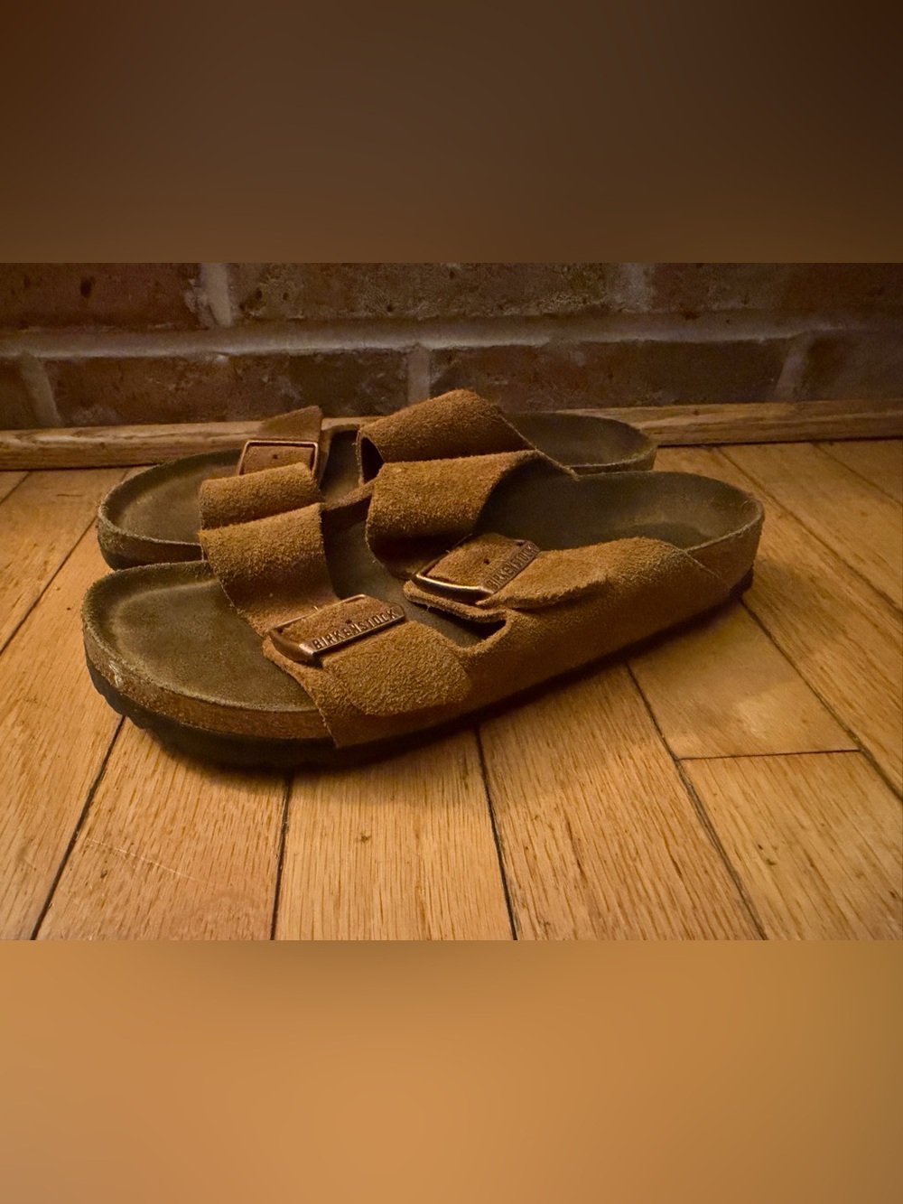 LADIES SIZE 6 BIRKENSTOCK BROWN SUEDE SLIDES EUC